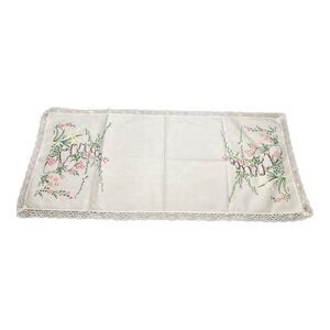 Embroidered Vintage Dresser Scarf Linen 39in READ***